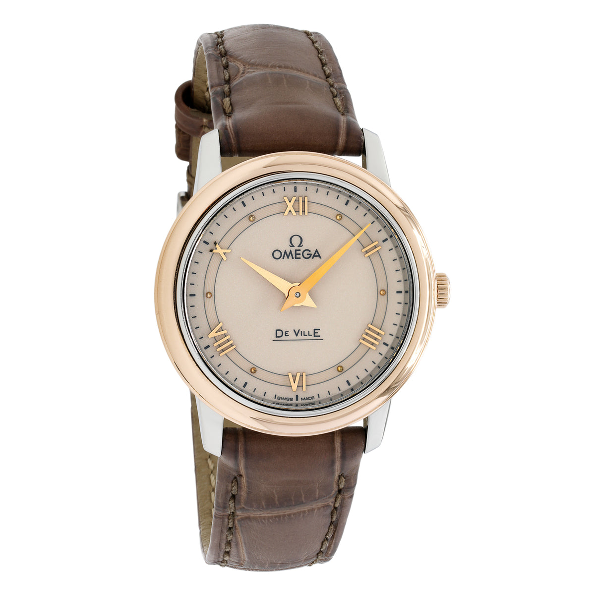 Omega Stainless Steel 18K Rose Gold De Ville Prestige 424.23.27.60.09.001 Watches Omega