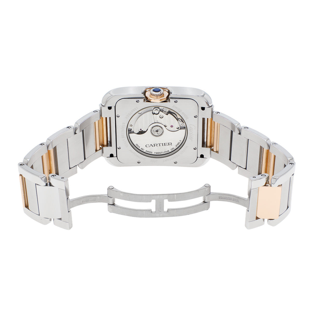 Cartier Stainless Steel 18K Rose Gold Tank Anglaise XL W5310006