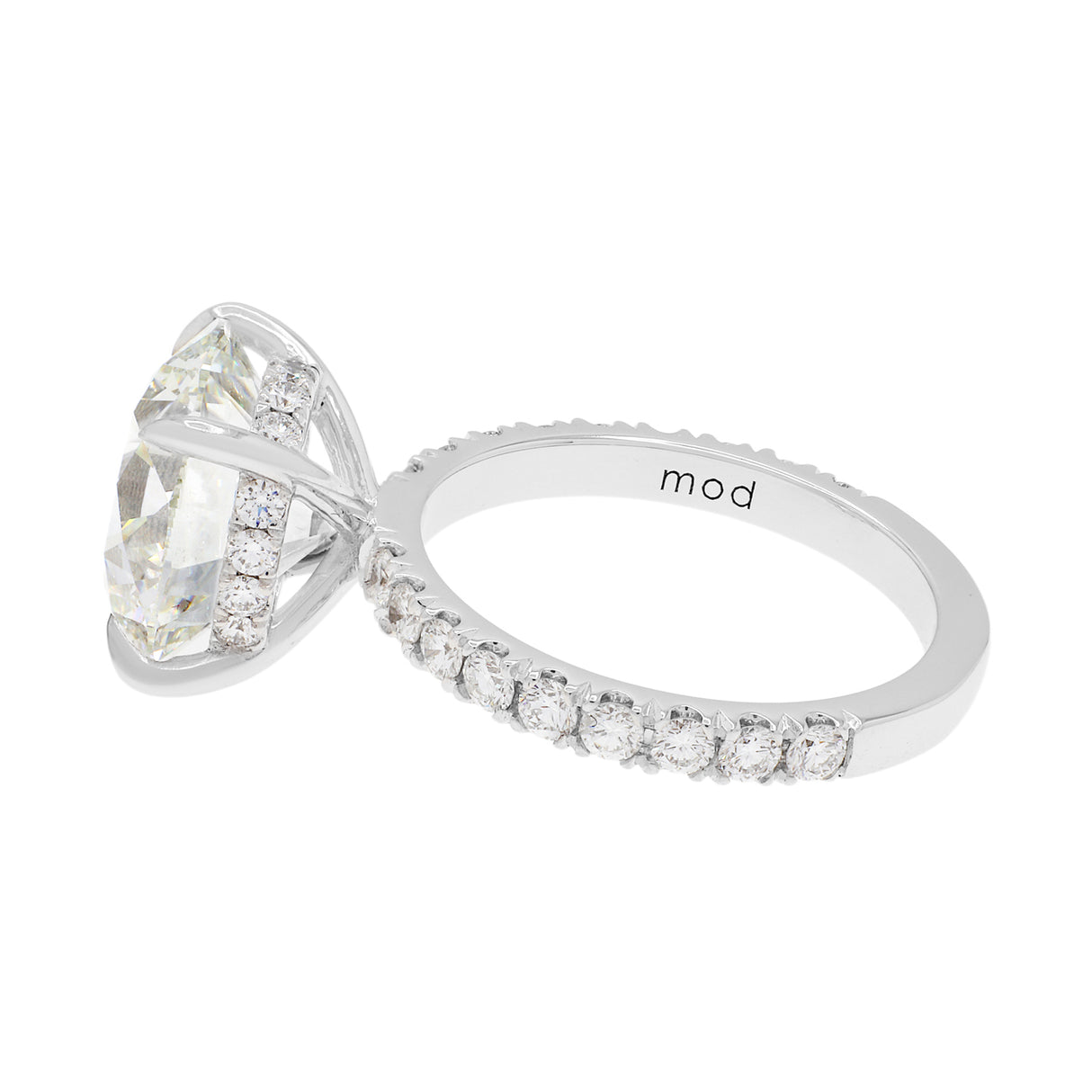 18K White Gold 6.05 Carat Hidden Halo Diamond Engagement Ring Fine Jewellery Modaselle