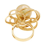 18K Yellow Gold 15.3mm Pearl Blossom Diamond Ring Fine Jewellery Modaselle