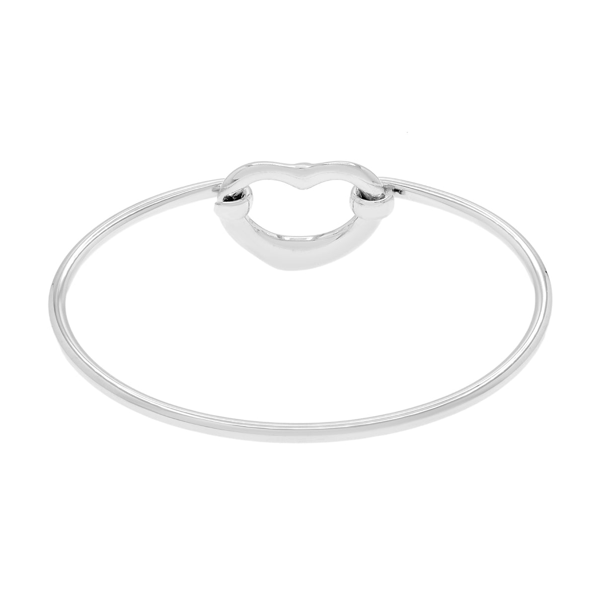 Tiffany & Co. Sterling Silver Diamond Elsa Peretti Open Heart Bangle Designer Jewellery Tiffany and Co