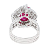 14K White Gold 5.57 Carat Ruby Diamond Halo Ring Fine Jewellery Modaselle