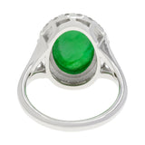 18K White Gold Cabochon Burmese Jadeite Halo Ring Fine Jewellery Modaselle