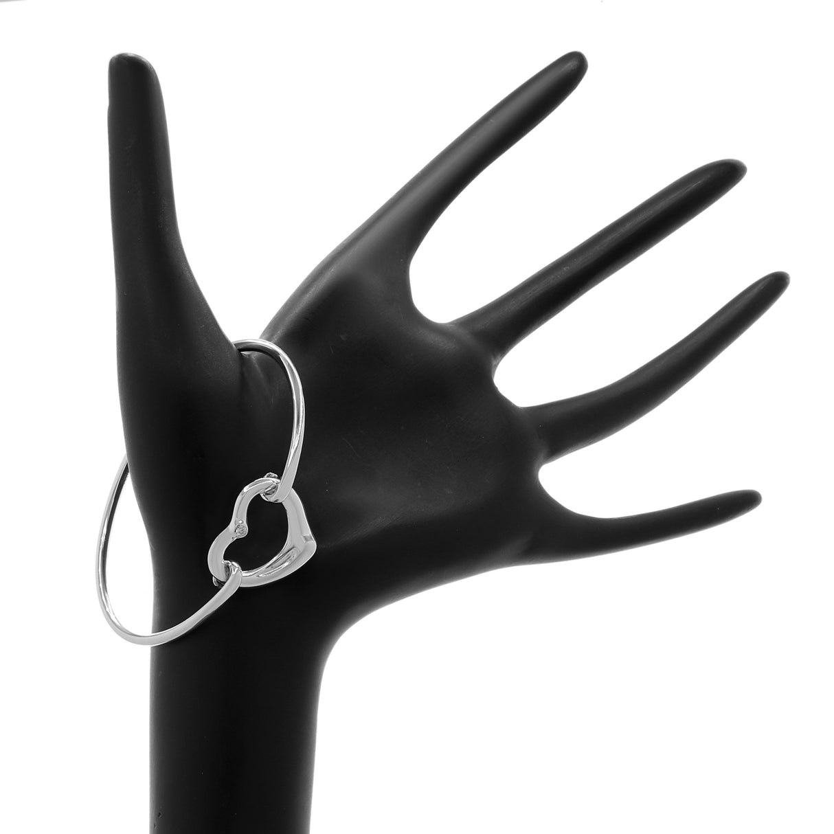 Tiffany & Co. Sterling Silver Diamond Elsa Peretti Open Heart Bangle Designer Jewellery Tiffany and Co