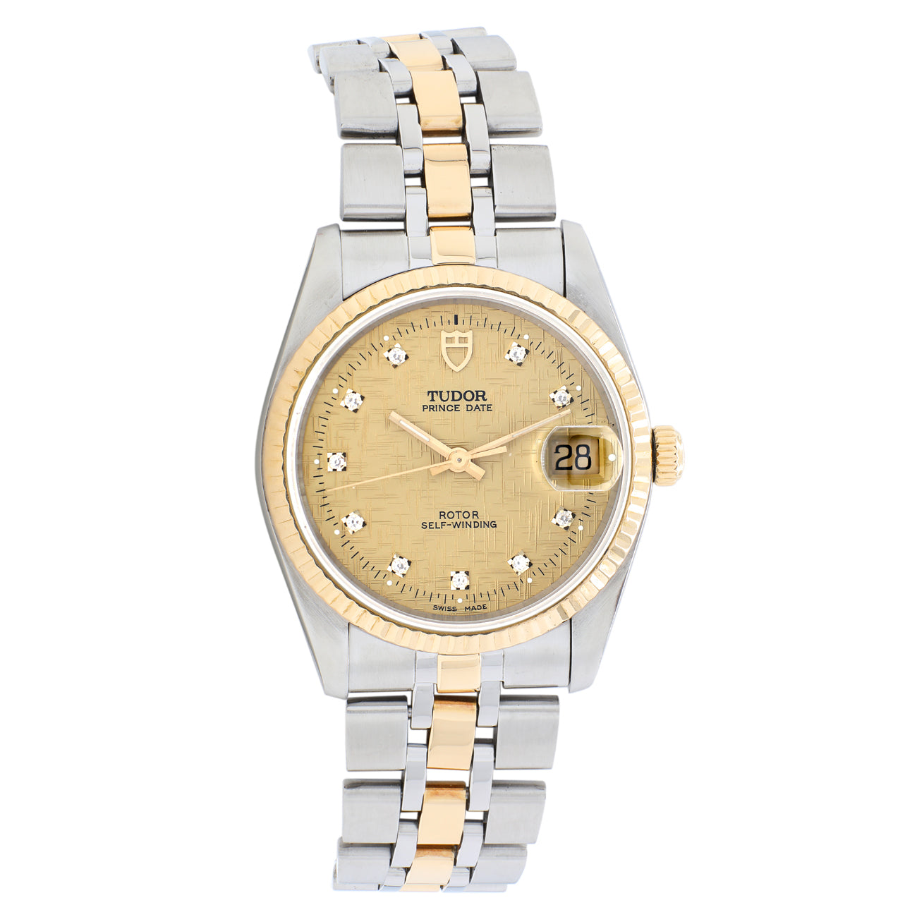 欄間1870の380 Tudor 18K Yellow Gold Stainless Steel Prince Date 74033 – Modaselle