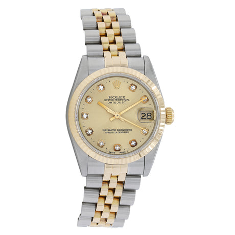 Rolex Stainless Steel 18K Yellow Gold Diamond Datejust 31 68273 Watches Rolex
