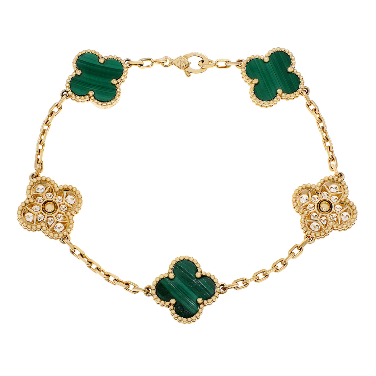 Van Cleef & Arpels 18K Yellow Gold 5 Motifs Vintage Alhambra Bracelet