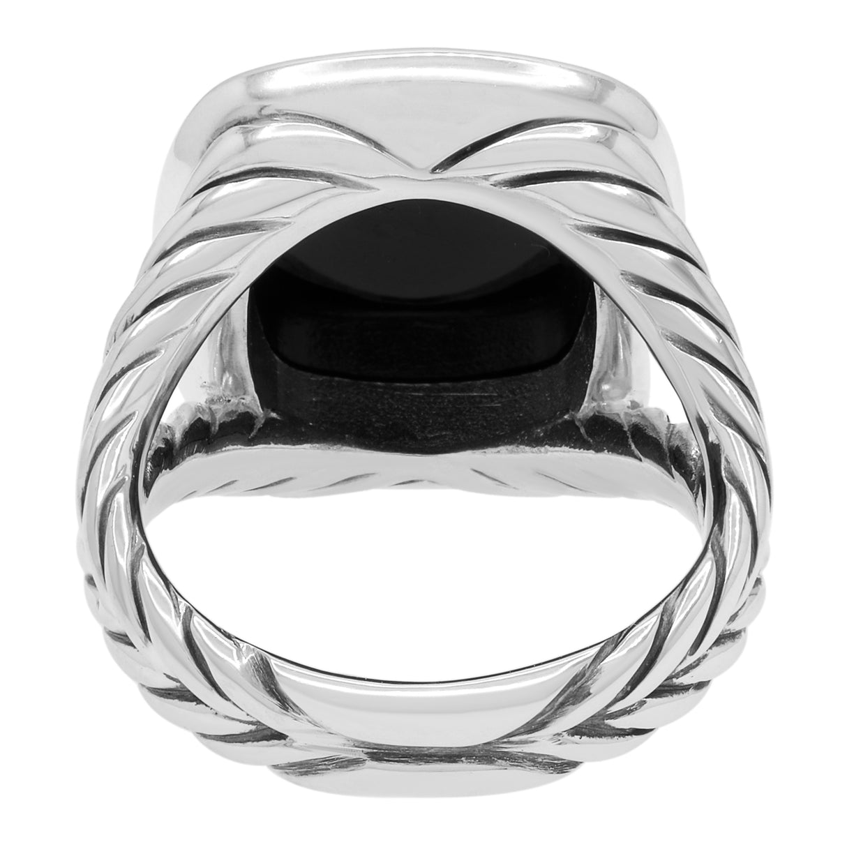 David Yurman Sterling Silver Onyx Diamond 14mm Albion Ring