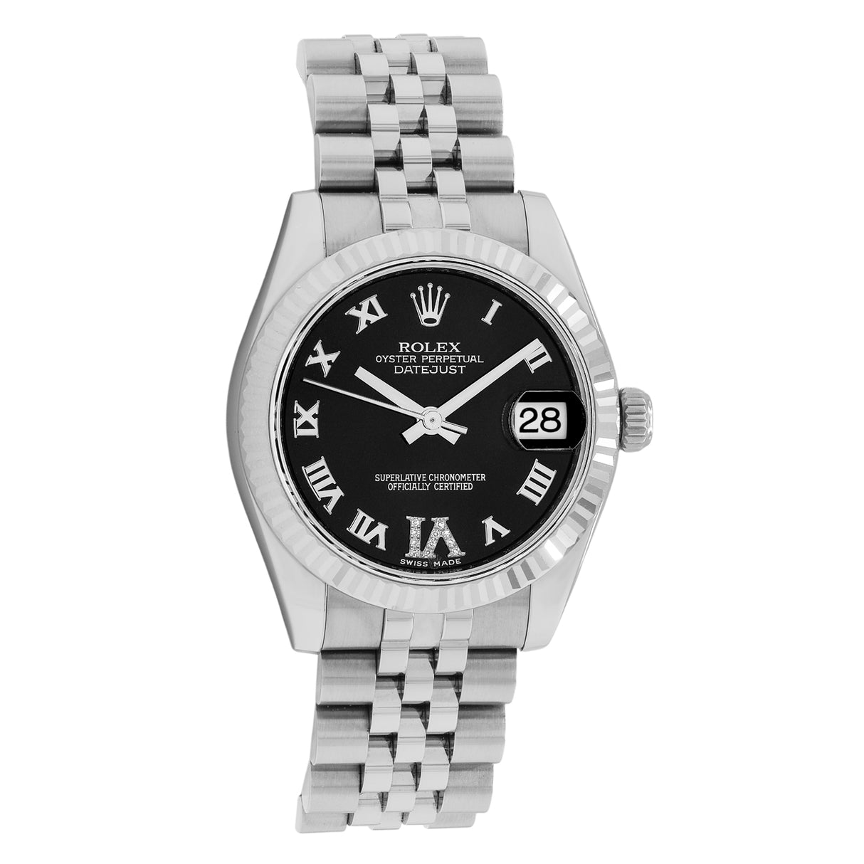 Rolex Stainless Steel 18K White Gold Diamond Datejust 31 178274 Watches Rolex