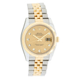 Rolex 18K Yellow Gold Stainless Steel Diamond Datejust 36 116233