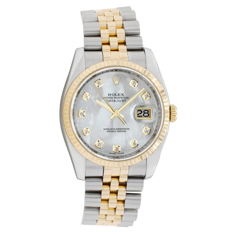 Rolex 18K Yellow Gold Stainless Steel Diamond Datejust 36 116233 Watches Rolex