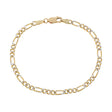 18K Yellow/White Gold Italian Figaro Bracelet Fine Jewellery Modaselle