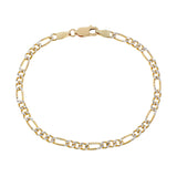 18K Yellow/White Gold Italian Figaro Bracelet Fine Jewellery Modaselle