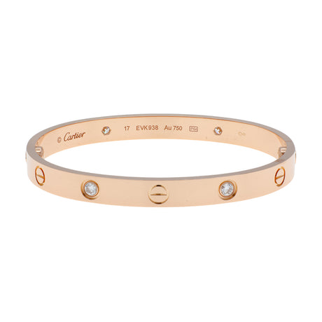 Cartier 18K Rose Gold 4 Diamond Classic Love Bracelet Designer Jewellery Cartier