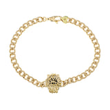 Gucci 18K Yellow Gold Diamond Chrome Diopside Lion Head Bracelet Designer Jewellery Gucci