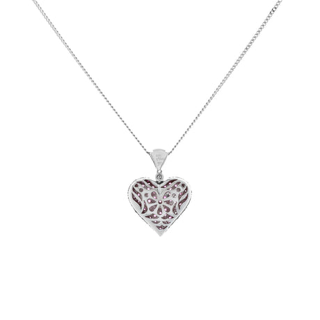 14K White Gold Le Vian Pink Sapphire & Diamond Heart Pendant Fine Jewellery Modaselle