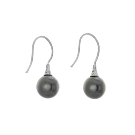 18K White Gold Tahitian Pearl Earrings