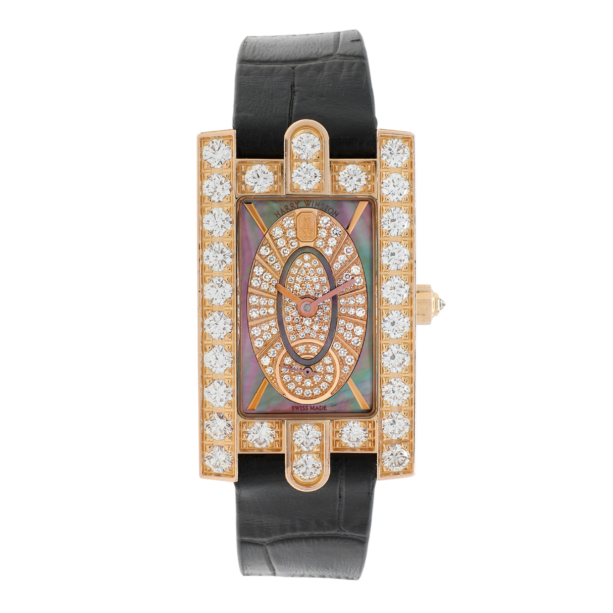 Harry Winston 18K Rose Gold Diamond Avenue Classic Quartz Watches Harry Winston
