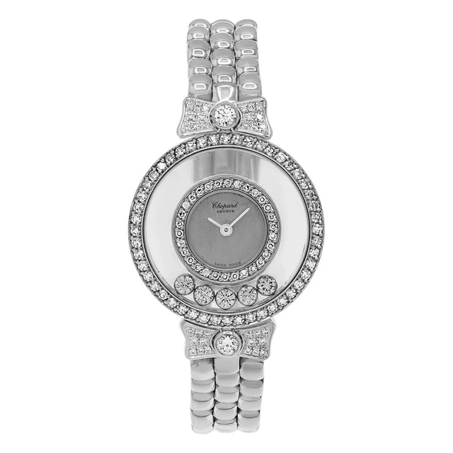 Chopard 18K White Gold Happy Diamond Quartz Watch Watches Chopard