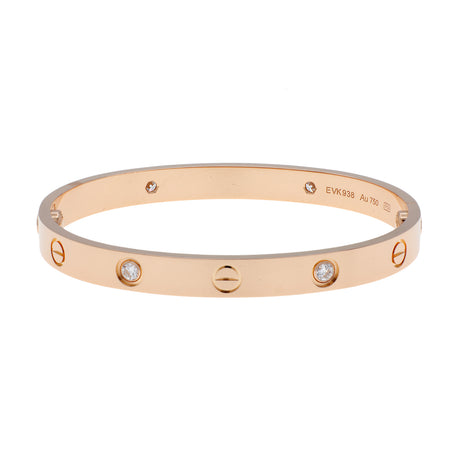 Cartier 18K Rose Gold 4 Diamond Classic Love Bracelet Designer Jewellery Cartier