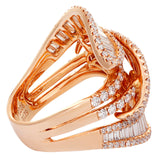 18K Rose Gold 3.35 Carat Baguette Diamond Ring