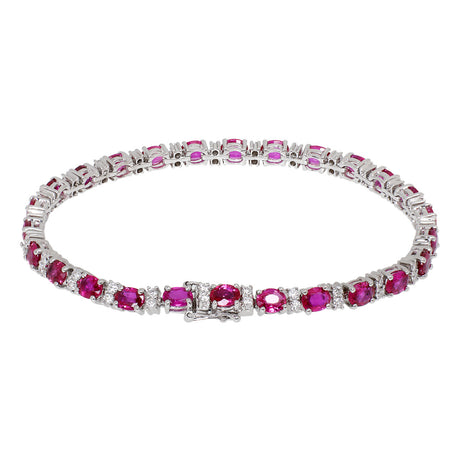 18K White Gold 8.06 Carat Ruby & Diamond Tennis Bracelet