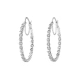 14K White Gold 2.18 Carat Diamond Hoop Earrings