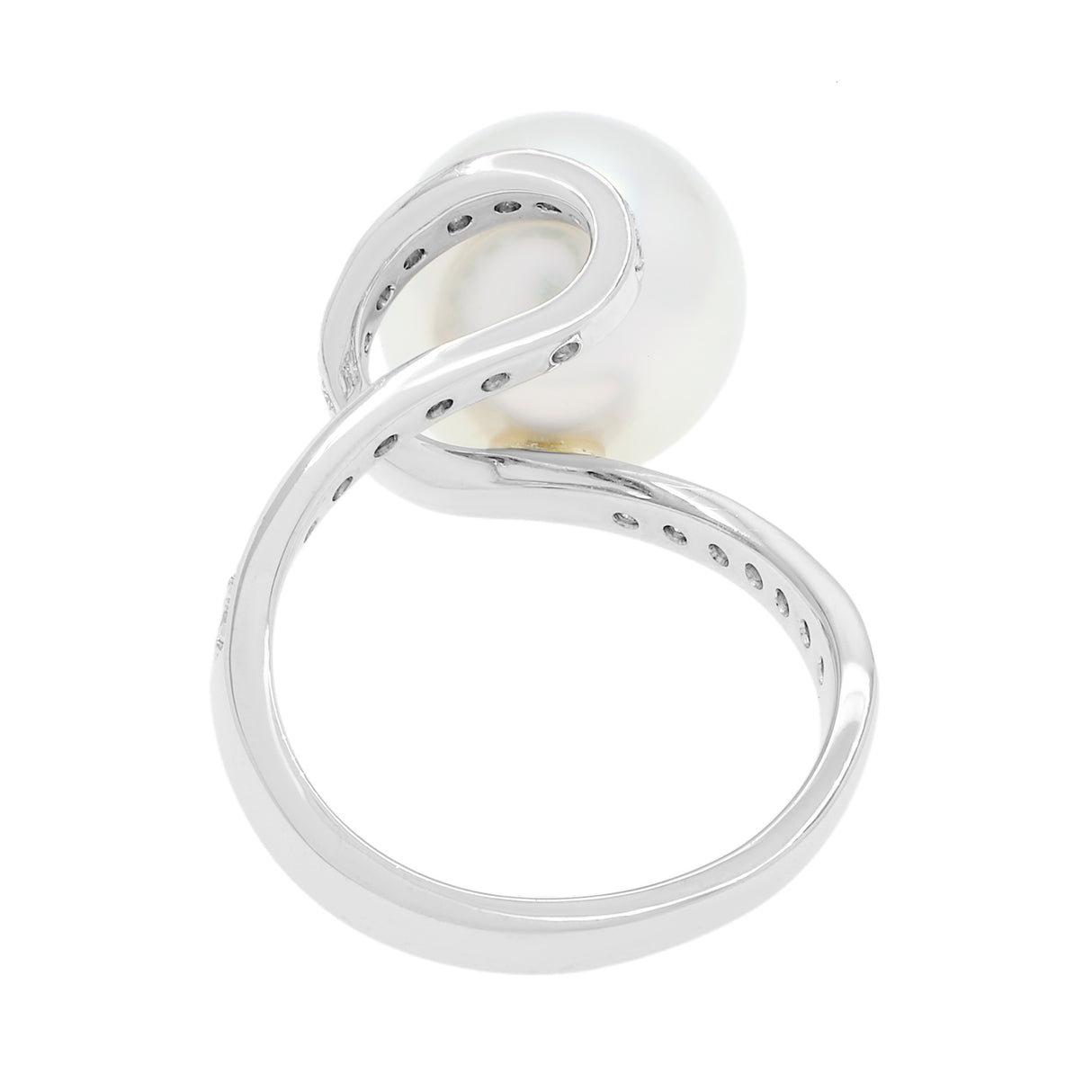 Mikimoto 18K White Gold South Sea Pearl Diamond Ring Designer Jewellery Mikimoto