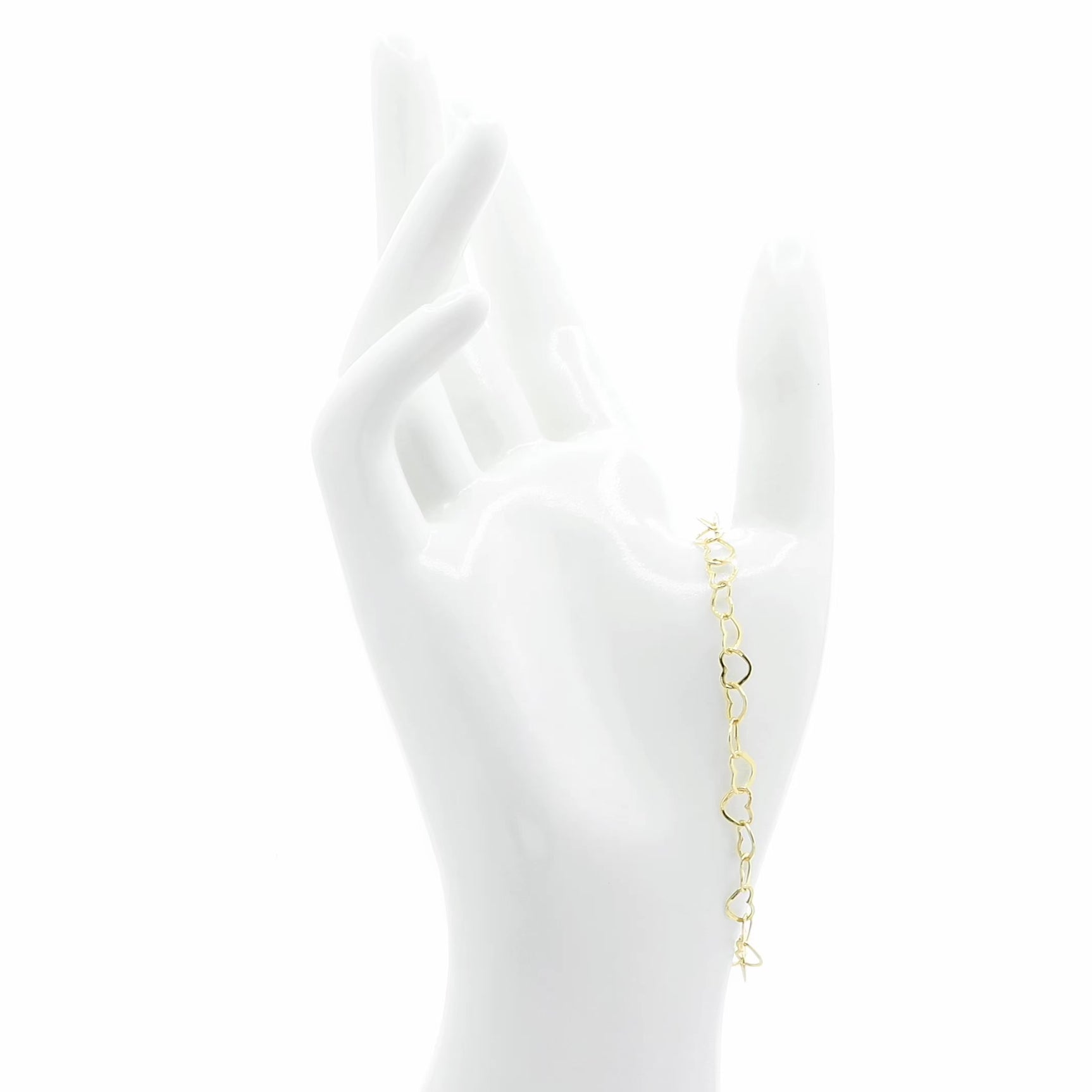 18K Yellow Gold Heart Link Bracelet Fine Jewellery Modaselle