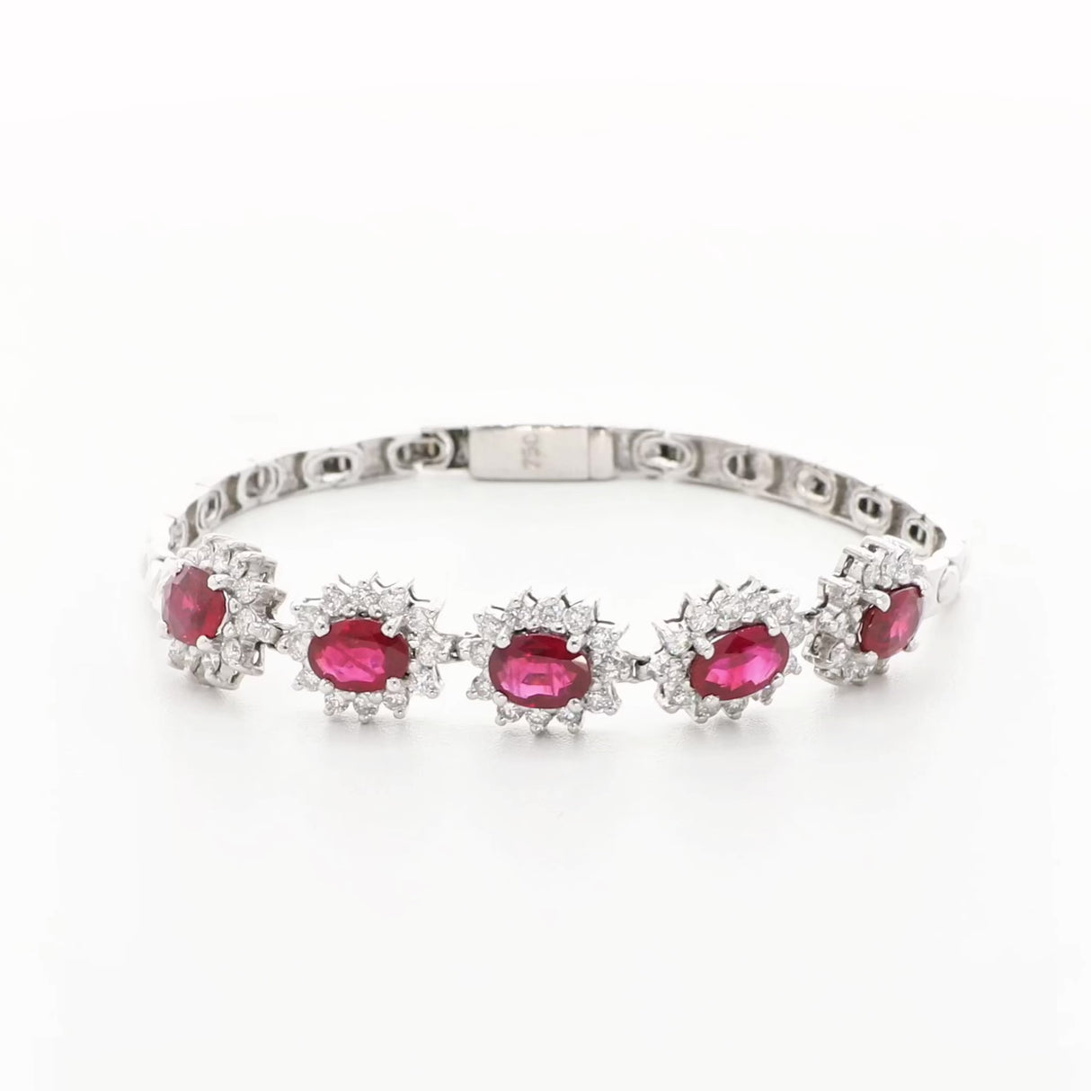 18K White Gold 4.05 Carat Ruby Bracelet Fine Jewellery Modaselle