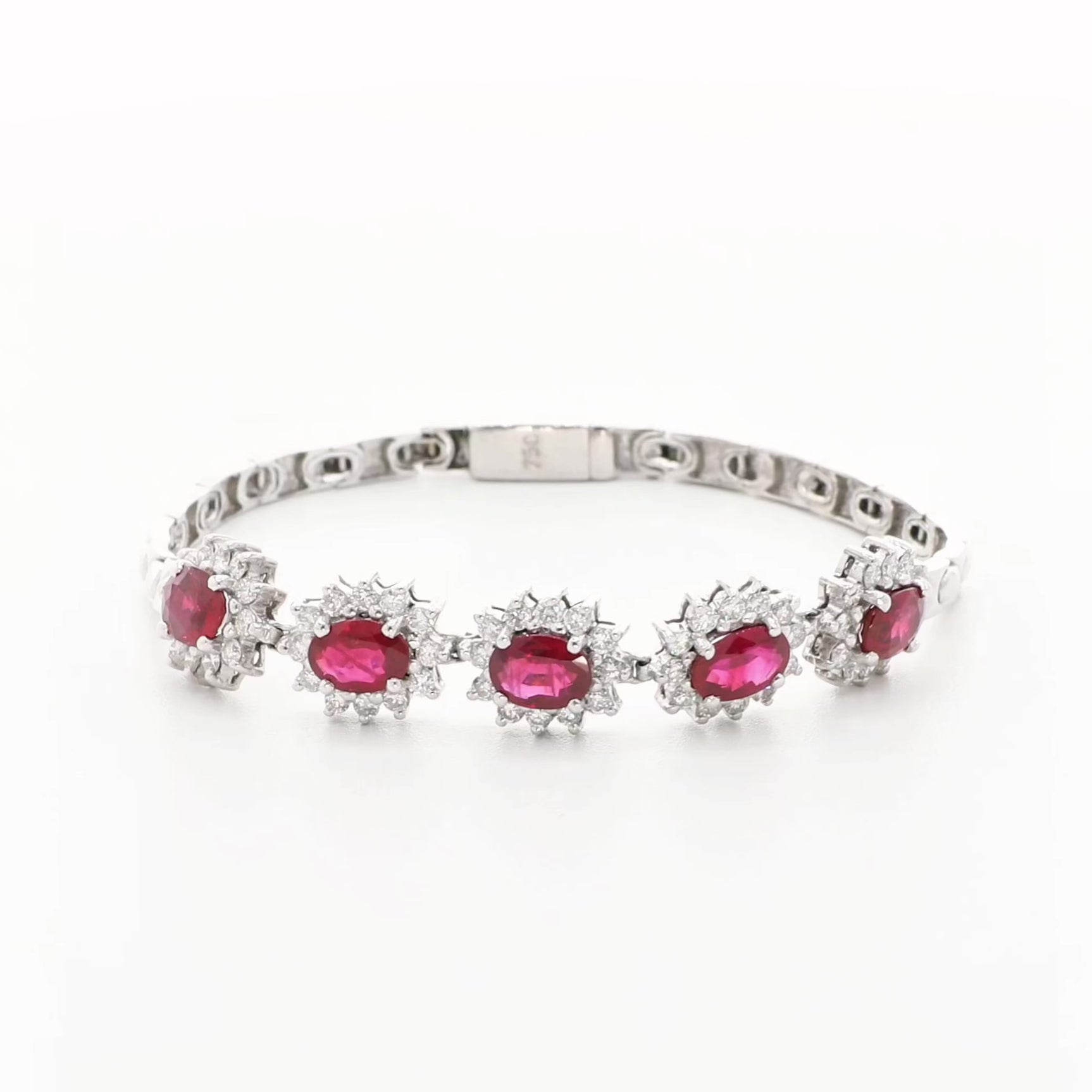 18K White Gold 4.05 Carat Ruby Bracelet Fine Jewellery Modaselle