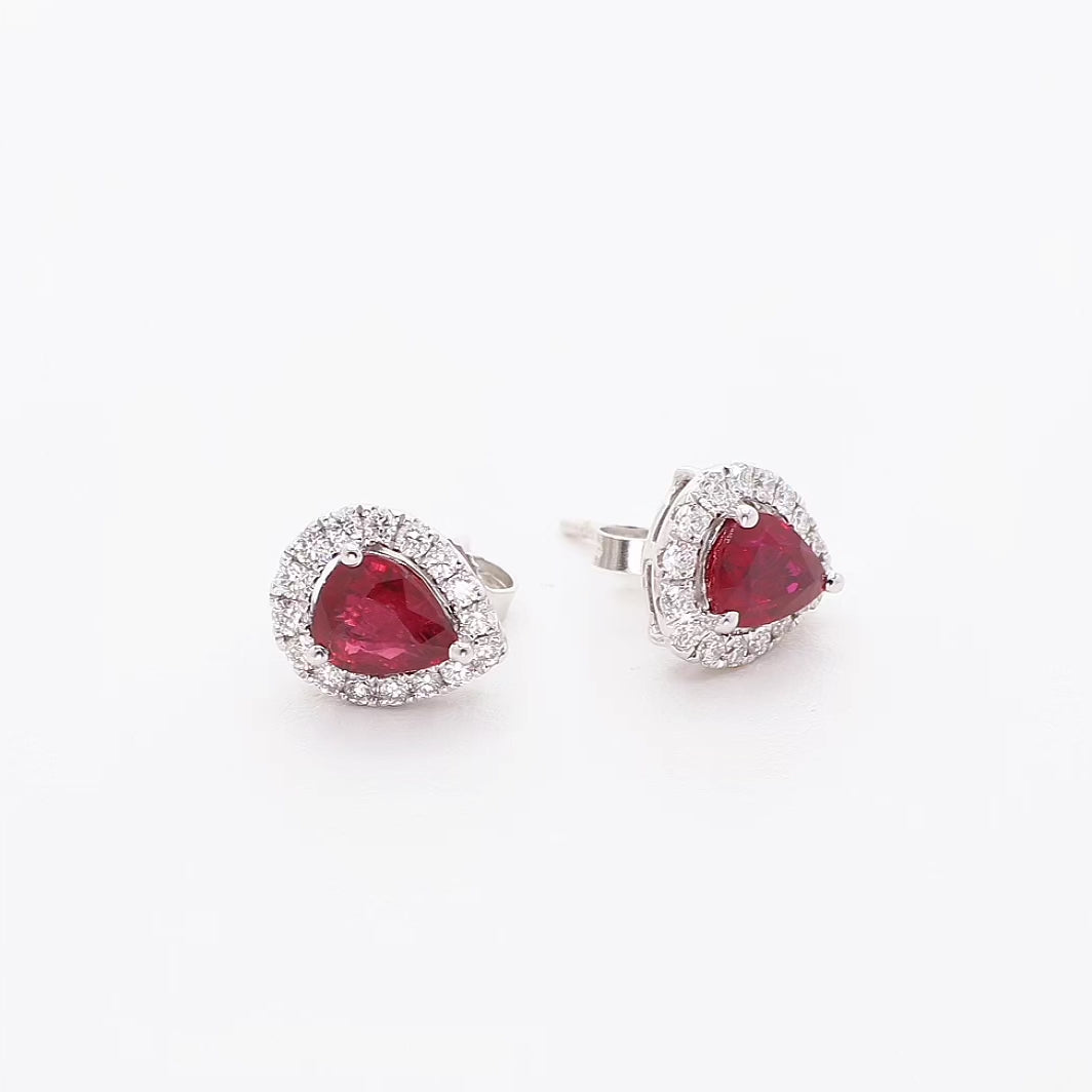 18K White Gold 1.58 Carat Ruby Diamond Earrings Fine Jewellery Modaselle