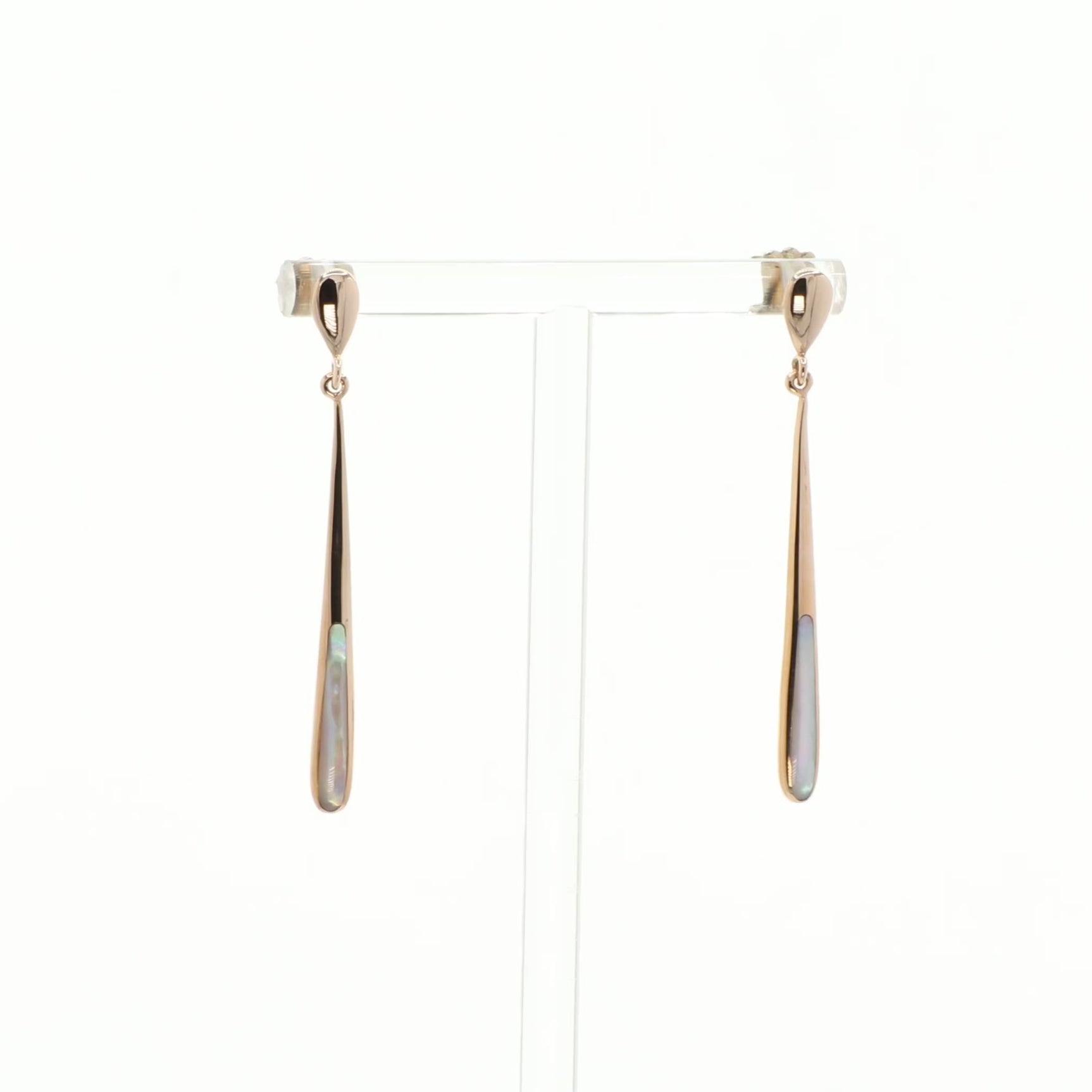 14K Rose Gold Mother of Pearl Drop Earrings Fine Jewellery Modaselle