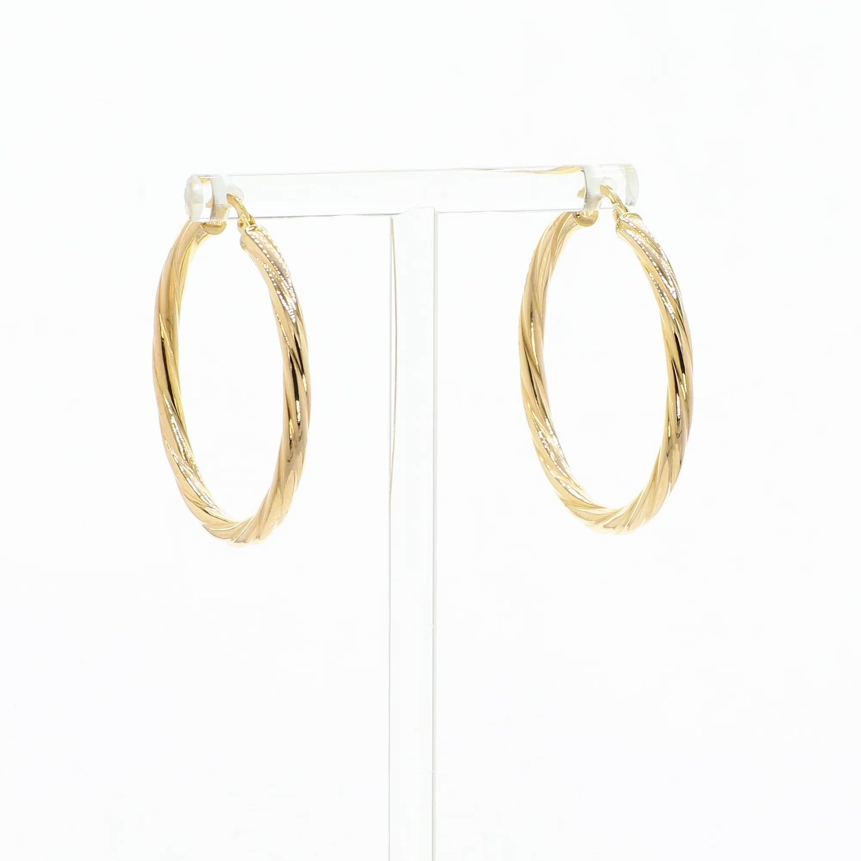 10K Yellow Gold Cable Twist Hoops Fine Jewellery Modaselle