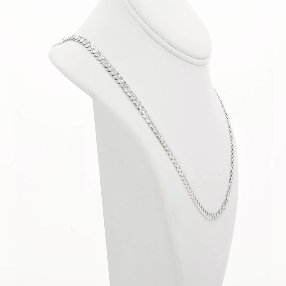 14K White Gold Italian Diamond Cut Curb Link Chain Fine Jewellery Modaselle
