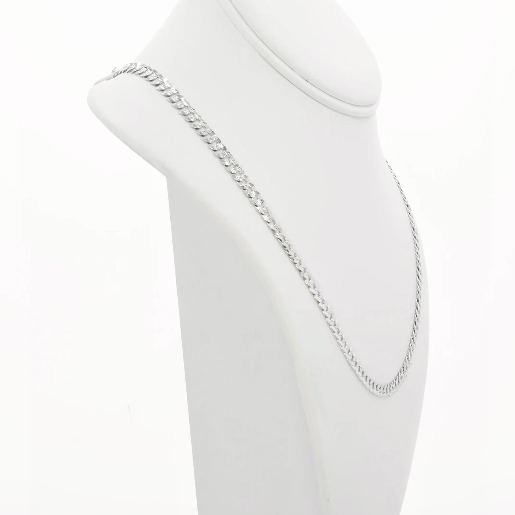 14K White Gold Italian Diamond Cut Curb Link Chain Fine Jewellery Modaselle