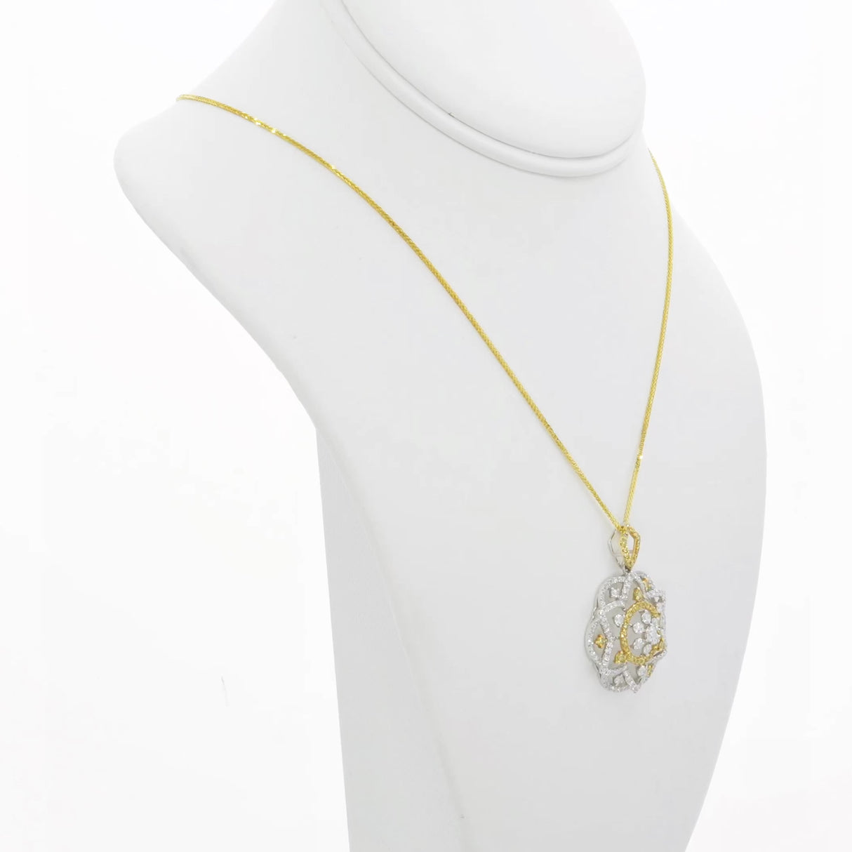 18K White/Yellow Gold 2.25 Carat Blossom Frame Pendant Fine Jewellery Modaselle