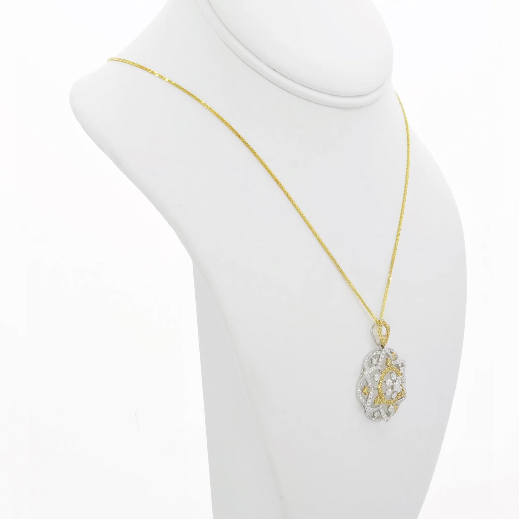 18K White/Yellow Gold 2.25 Carat Blossom Frame Pendant Fine Jewellery Modaselle