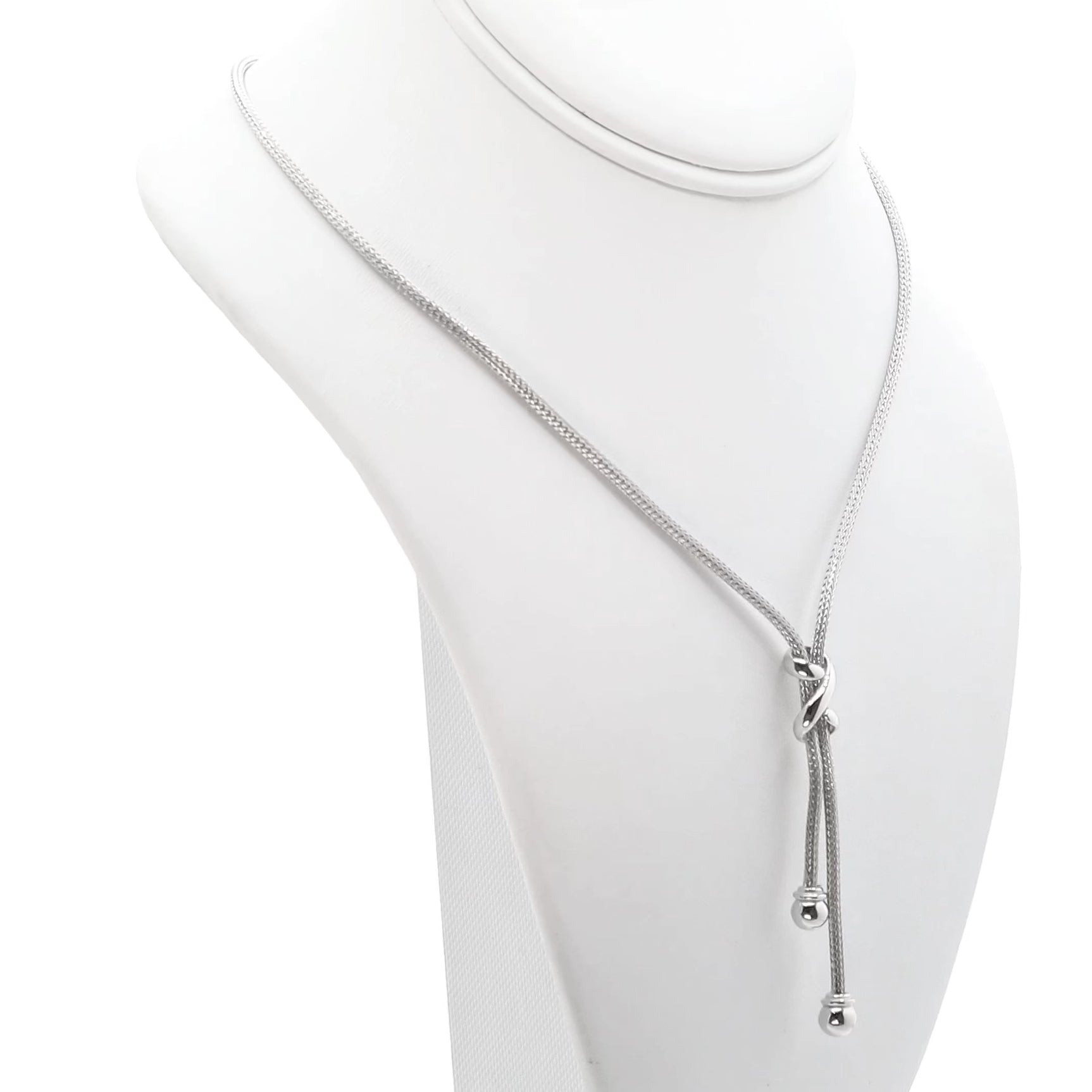18K White Gold Woven Mesh Knot Necklace Fine Jewellery Modaselle