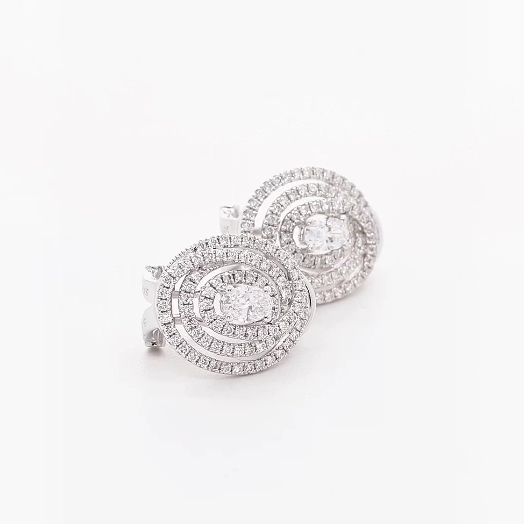 14K White Gold 1.18 Carat Diamond Spiral Earrings Fine Jewellery Modaselle