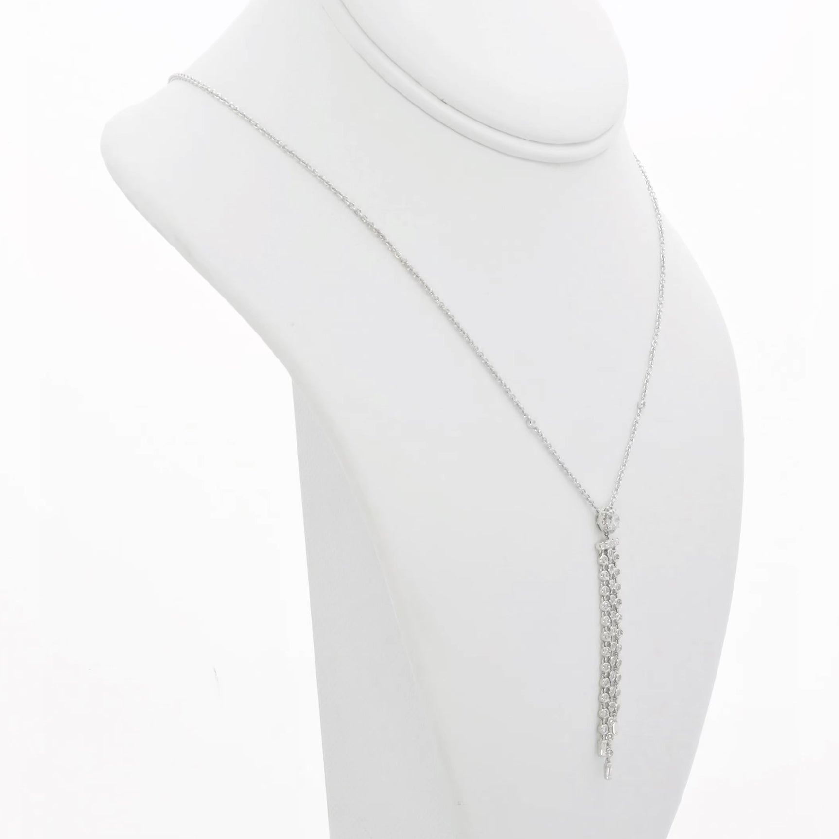 14K White Gold 0.98 Carat Lavaliere Diamond Pendant Fine Jewellery Modaselle