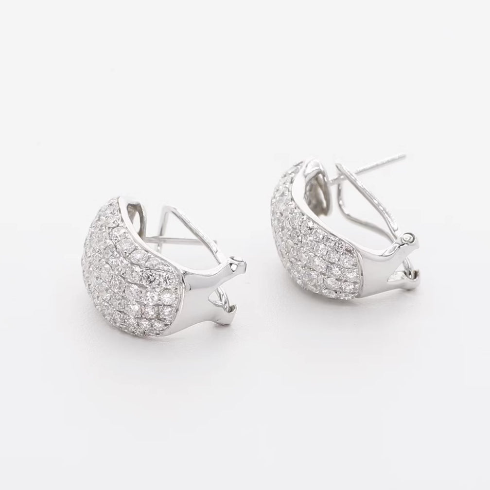 18K White Gold 2.74 Carat Pave Diamond Earrings Fine Jewellery Modaselle