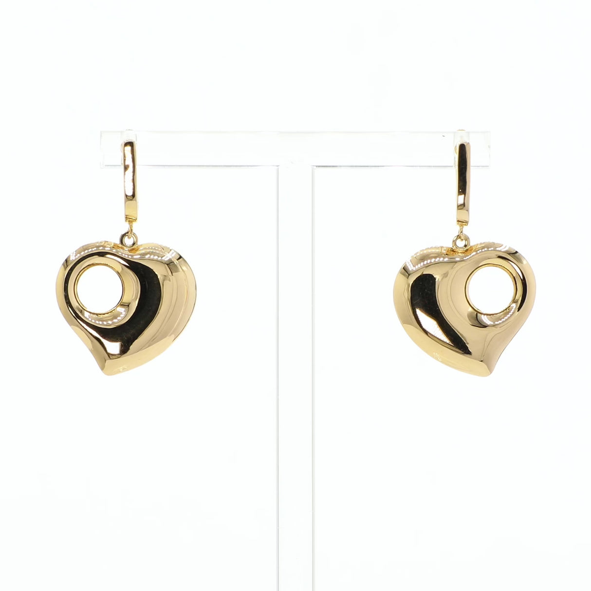 18K Yellow Gold Puffy Heart Earrings Fine Jewellery Modaselle