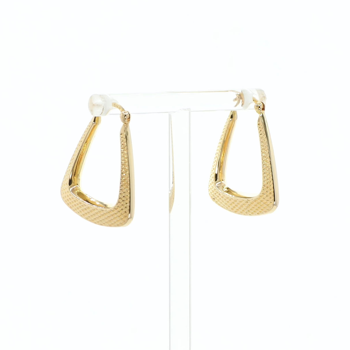 14K Yellow Gold Rectangular Hoop Earrings Fine Jewellery Modaselle