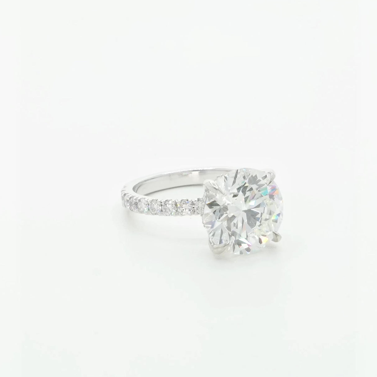18K White Gold 6.05 Carat Hidden Halo Diamond Engagement Ring Fine Jewellery Modaselle