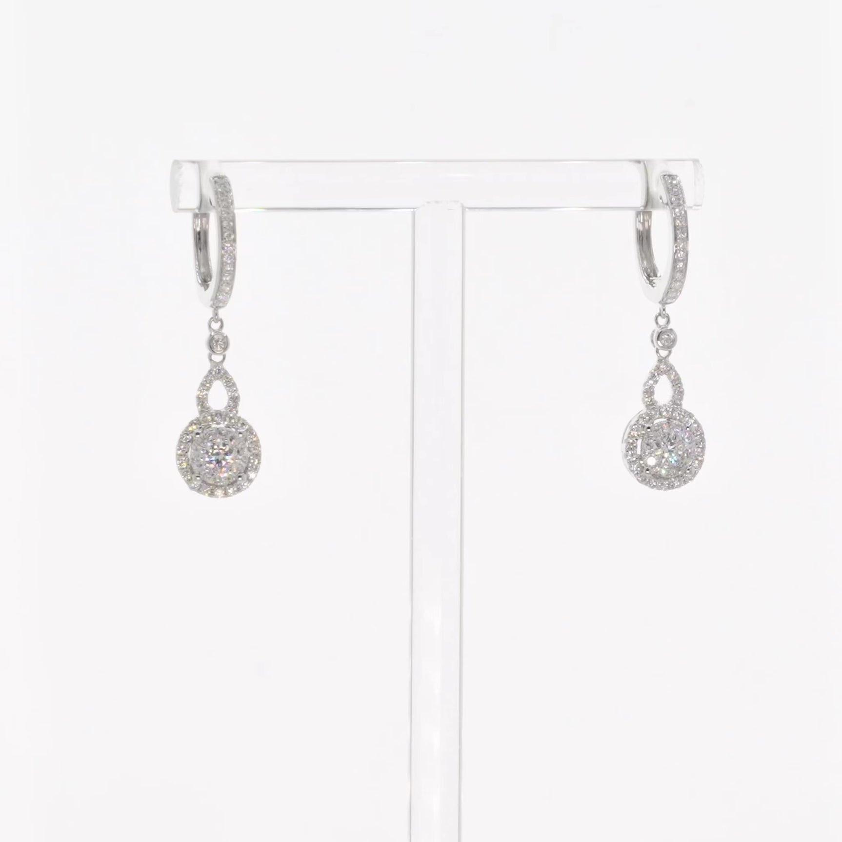 18k White Gold 1.00 Carat Diamond Drop Earrings Fine Jewellery Modaselle