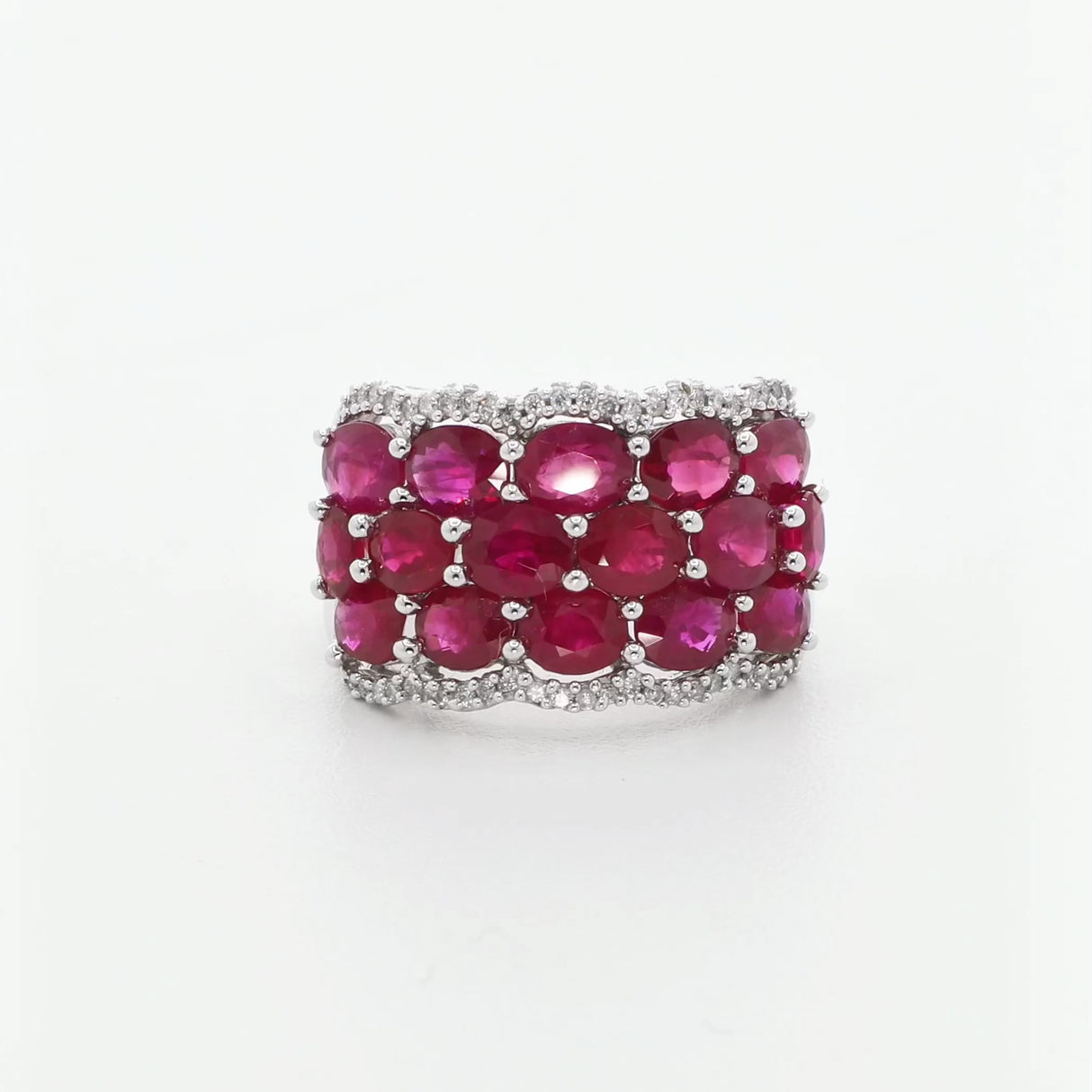 14K White Gold 7.20 Carat Ruby & Diamond Ring Fine Jewellery Modaselle