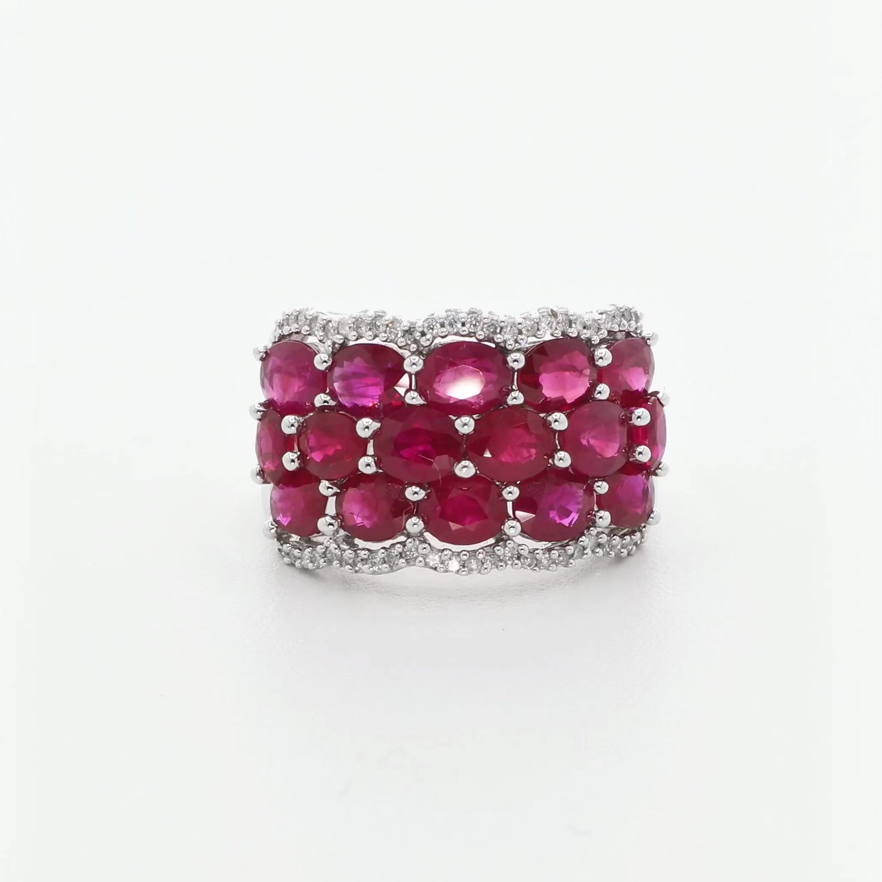 14K White Gold 7.20 Carat Ruby & Diamond Ring Fine Jewellery Modaselle