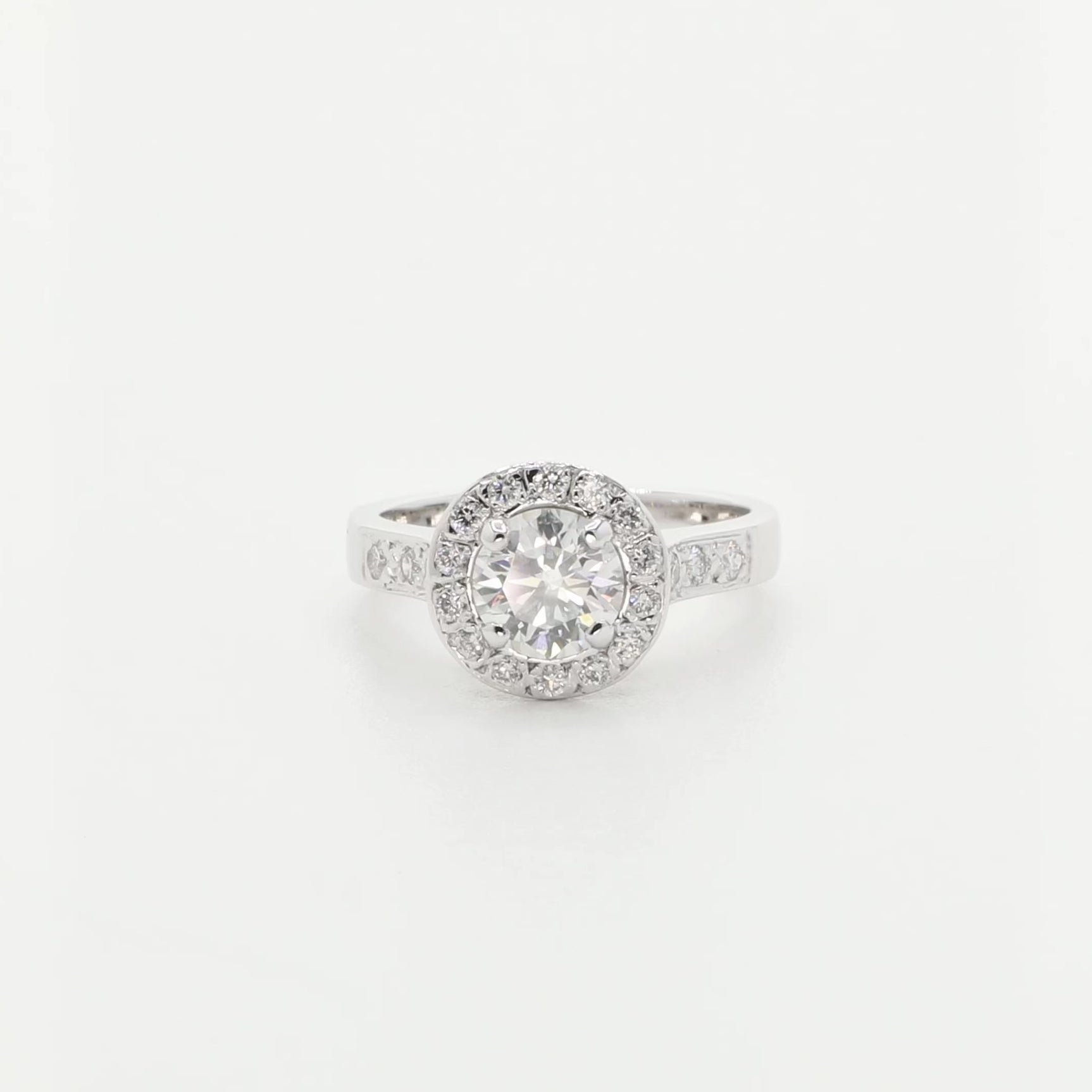 19K White Gold 0.68 Carat Diamond Halo Ring Fine Jewellery Modaselle