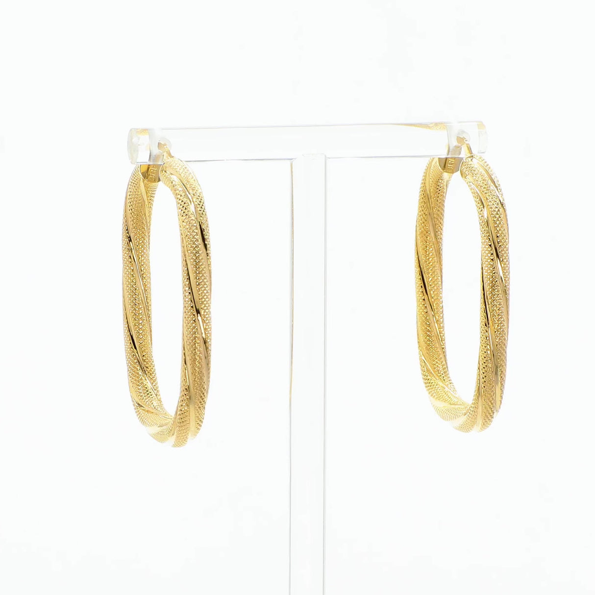 14K Yellow Gold Twist Earrings Fine Jewellery Modaselle